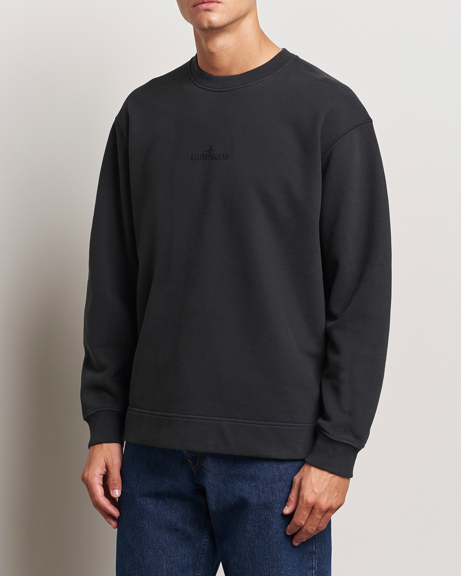 Herre | Trøjer | Stone Island | Garment Dyed Fleece Logo Sweatshirt Black
