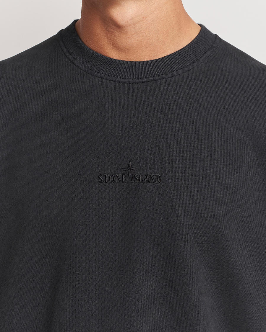 Herre | Trøjer | Stone Island | Garment Dyed Fleece Logo Sweatshirt Black