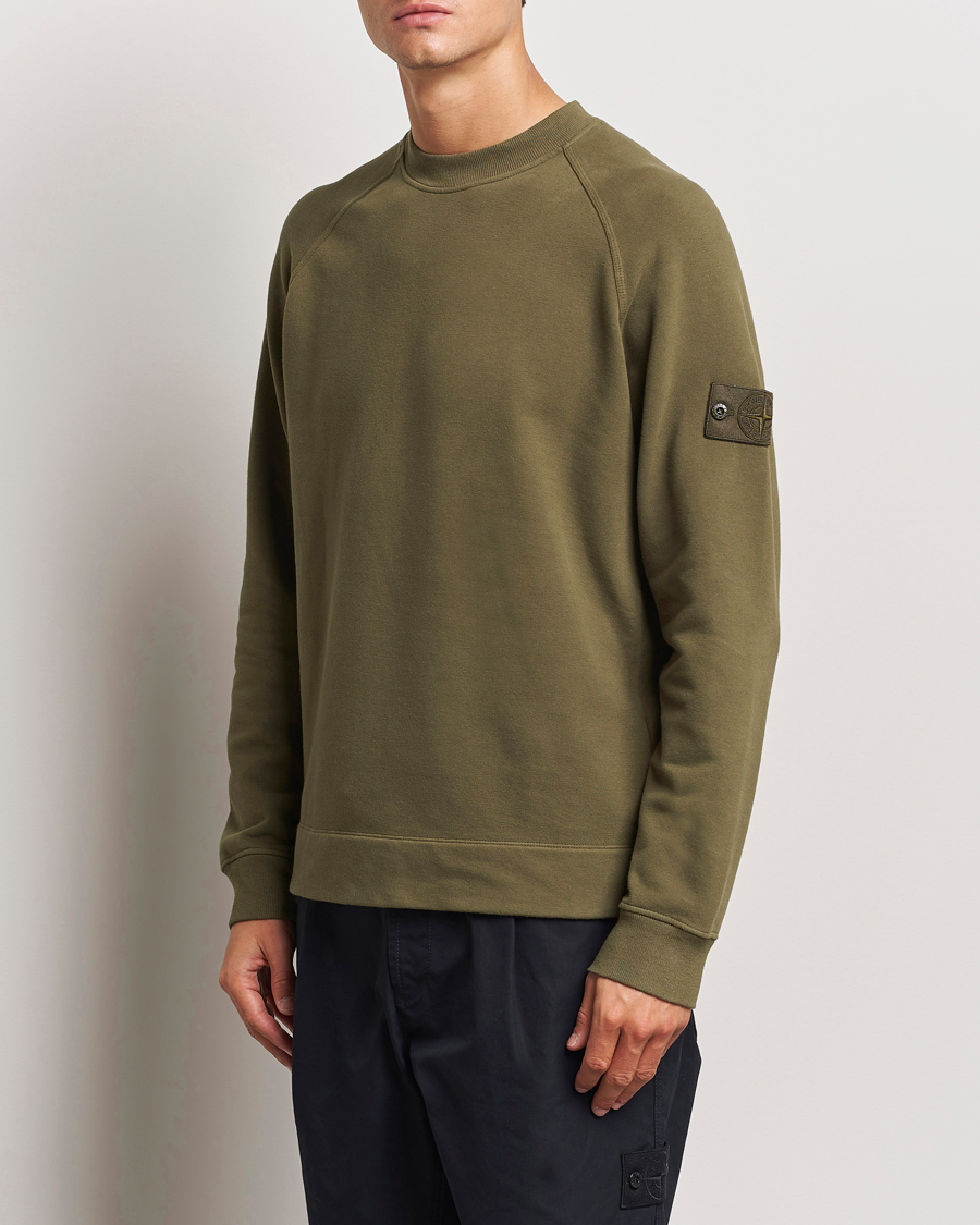 Herre | Trøjer | Stone Island | Ghost Organic Cotton Fleece Sweatshirt Military Green