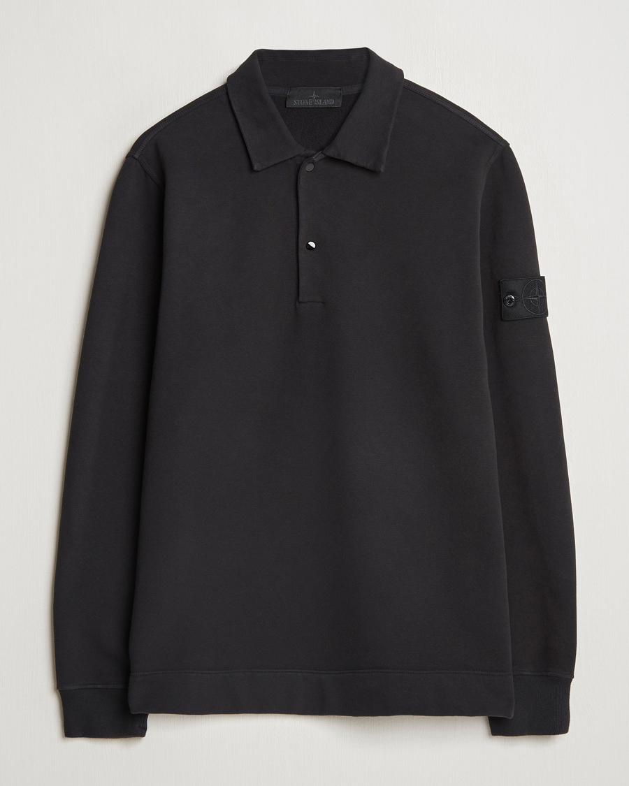 Herre | Trøjer | Stone Island | Ghost Organic Cotton Fleece Polo Sweatshirt Black
