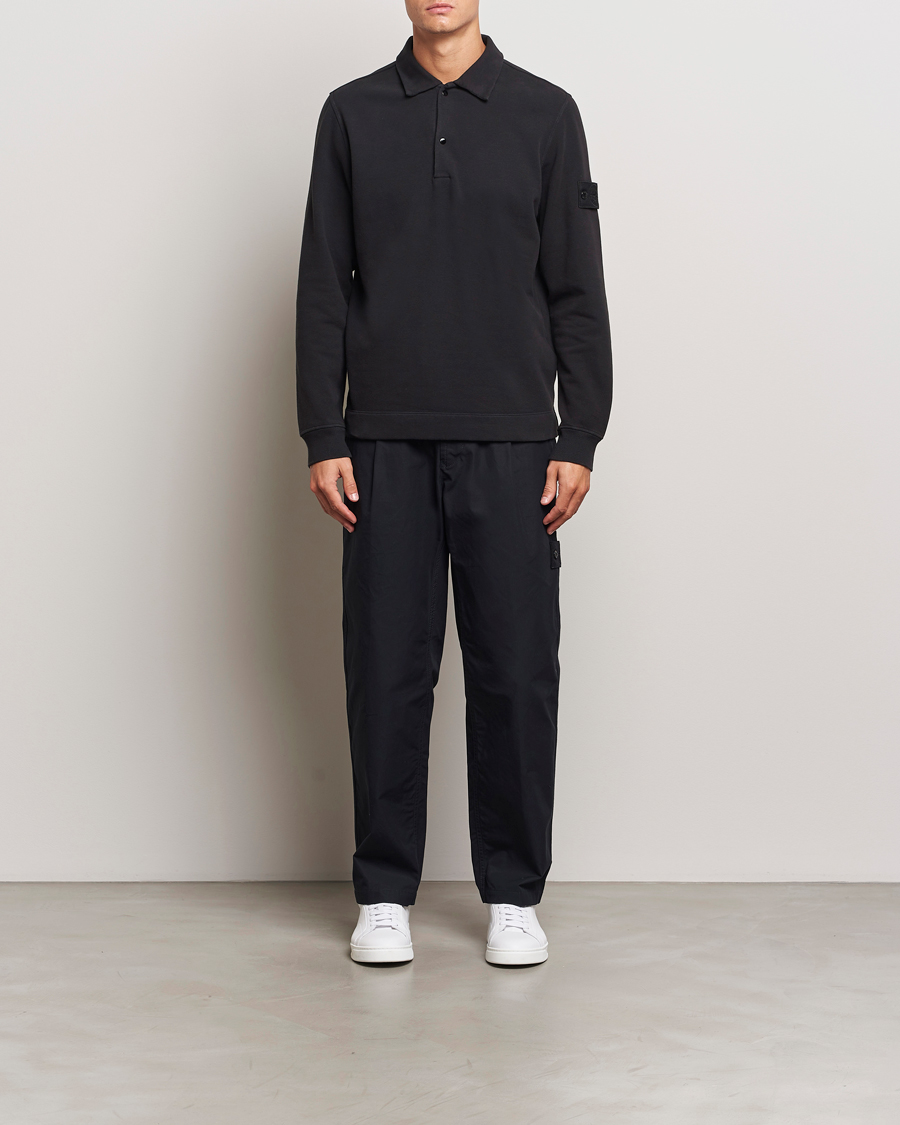 Herre | Trøjer | Stone Island | Ghost Organic Cotton Fleece Polo Sweatshirt Black