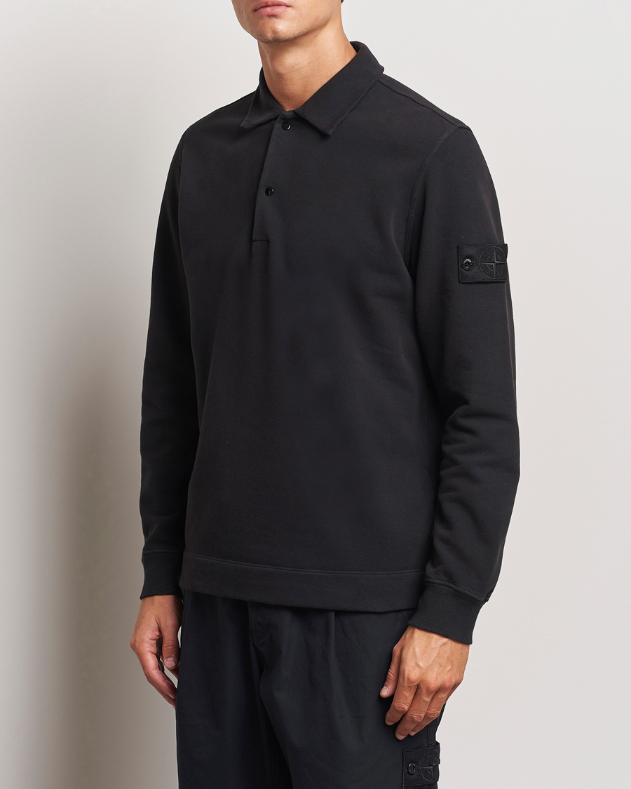 Herre | Trøjer | Stone Island | Ghost Organic Cotton Fleece Polo Sweatshirt Black