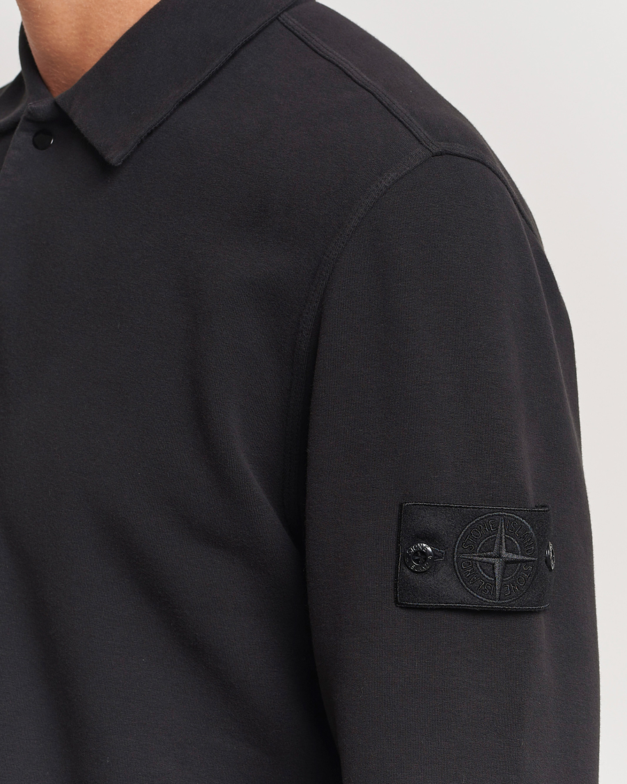Herre | Trøjer | Stone Island | Ghost Organic Cotton Fleece Polo Sweatshirt Black