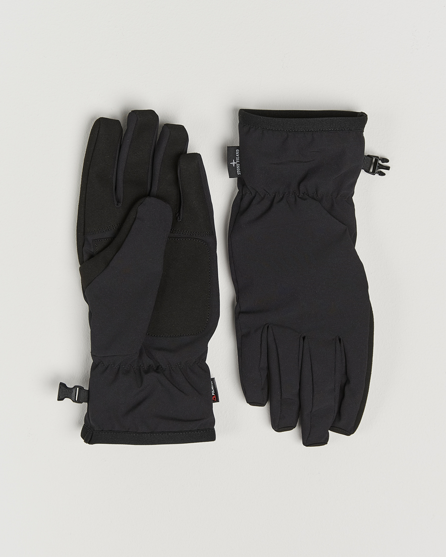 Herre | Stone Island Soft Shell-R_e Recycled Gloves Black | Stone Island | Soft Shell-R_e Recycled Gloves Black