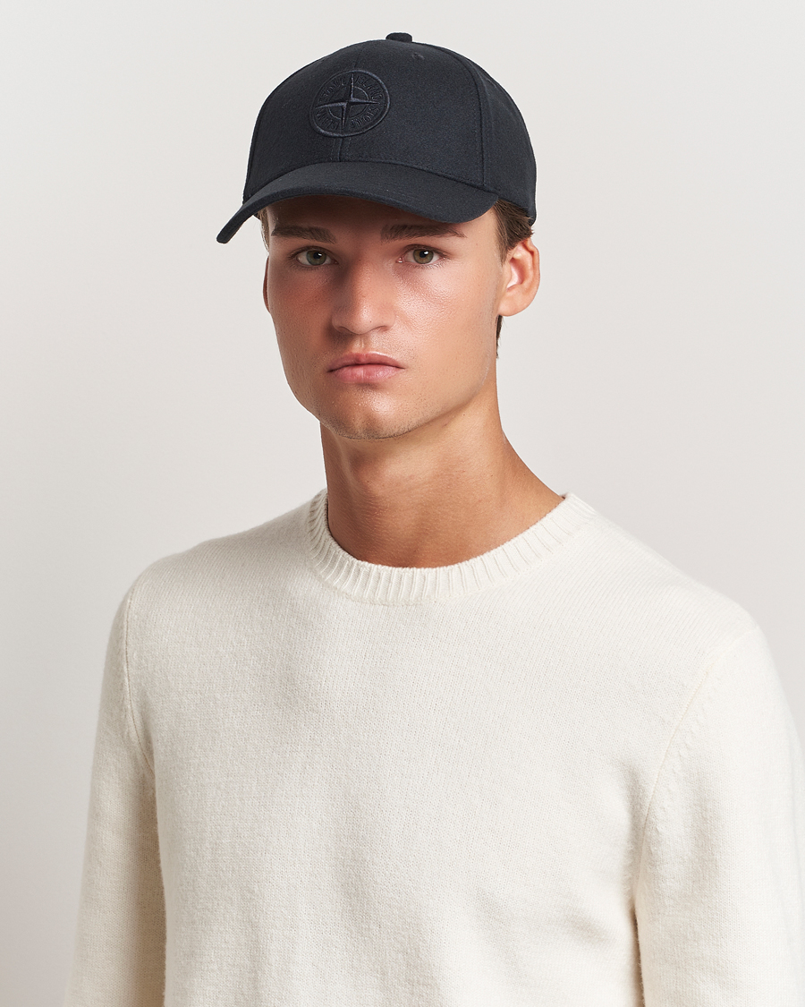 Herre | Stone Island Wool Nylon Flannel Cap Navy Blue | Stone Island | Wool Nylon Flannel Cap Navy Blue