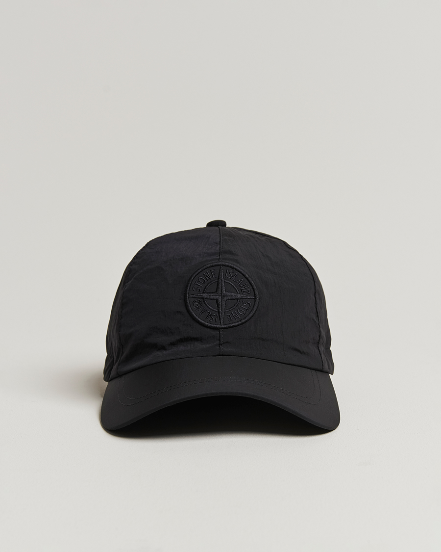 Herre | Stone Island Nylon Metal Logo Cap Black | Stone Island | Nylon Metal Logo Cap Black