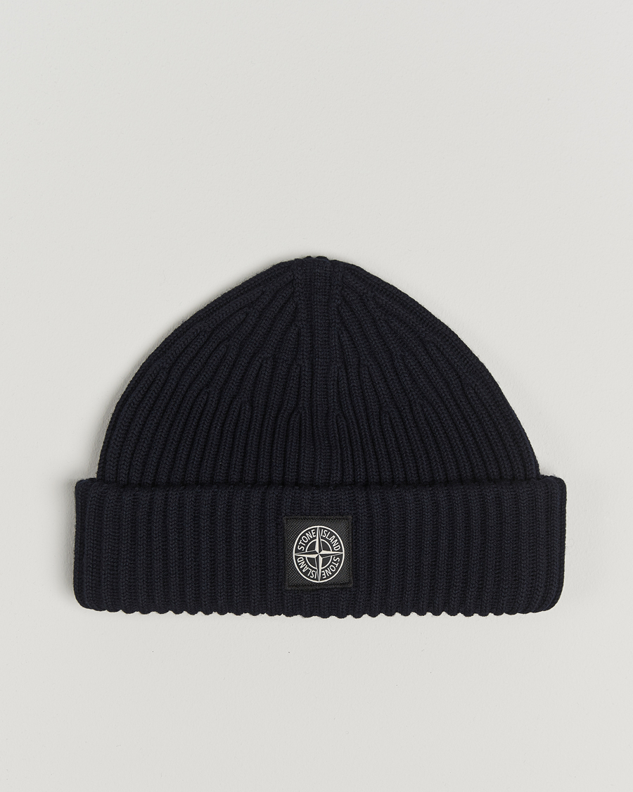 Herre | Stone Island Full Rib Wool Beanie Navy Blue | Stone Island | Full Rib Wool Beanie Navy Blue