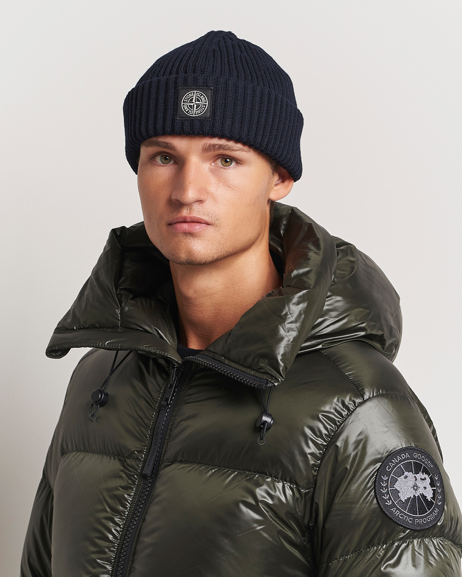 Herre | Stone Island Full Rib Wool Beanie Navy Blue | Stone Island | Full Rib Wool Beanie Navy Blue