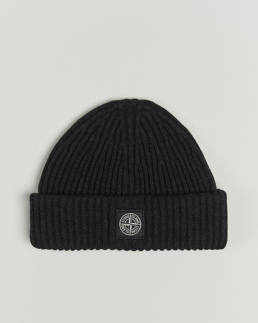 Herre | Stone Island Full Rib Wool Beanie Melange Charcoal | Stone Island | Full Rib Wool Beanie Melange Charcoal