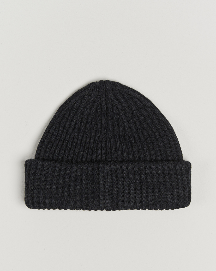 Herre | Stone Island Full Rib Wool Beanie Melange Charcoal | Stone Island | Full Rib Wool Beanie Melange Charcoal