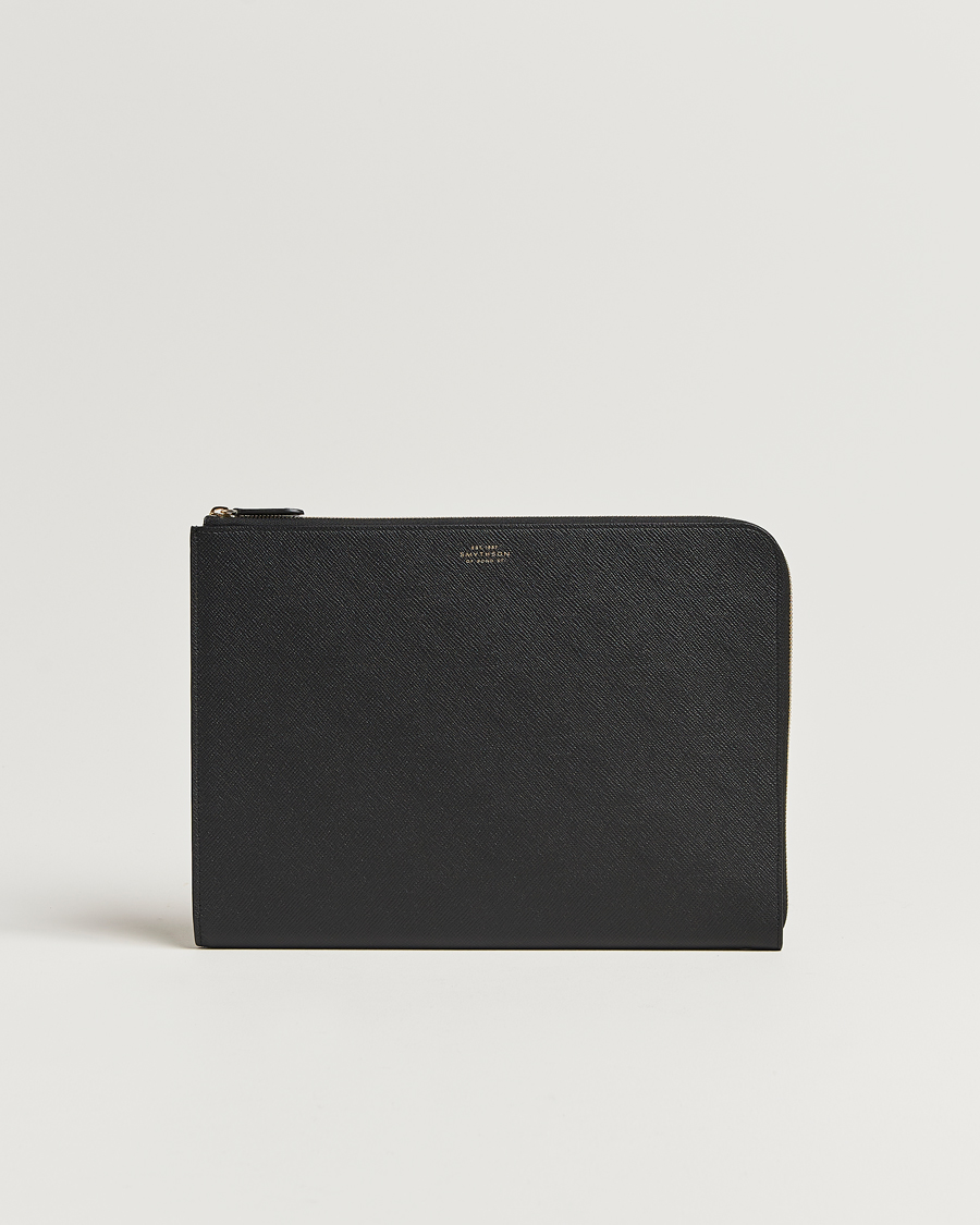 Herre | Tasker | Smythson | Panama Small Laptop Case Black
