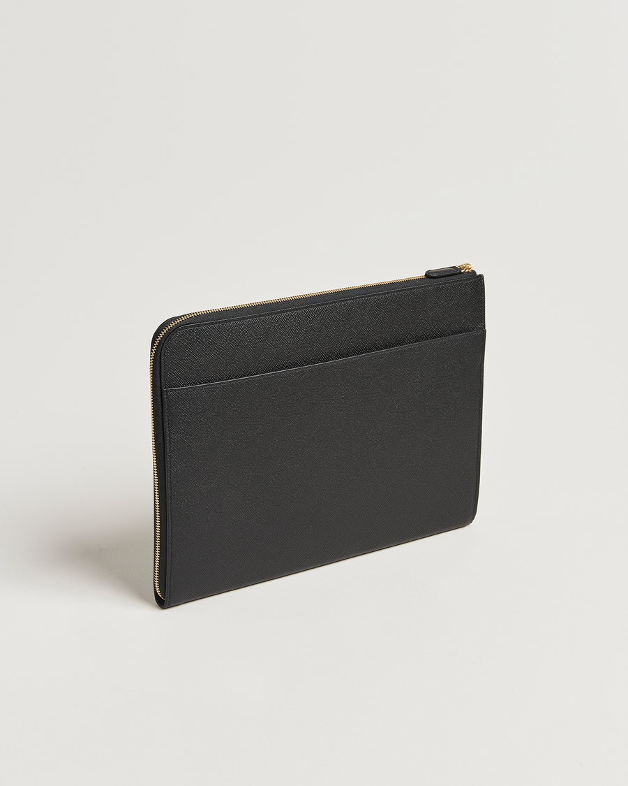 Herre | Tasker | Smythson | Panama Small Laptop Case Black