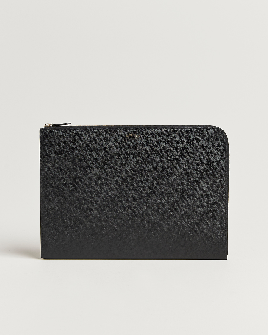 Herre | Tasker | Smythson | Panama Large Laptop Case Black