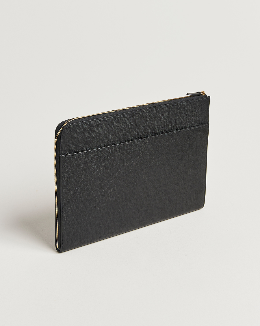 Herre | Tasker | Smythson | Panama Large Laptop Case Black