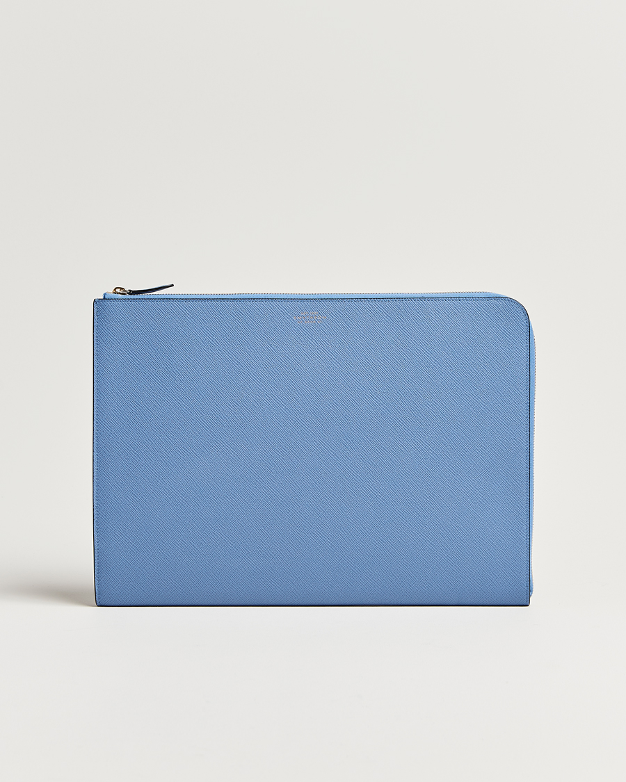 Herre | Tasker | Smythson | Panama Large Laptop Case Nile Blue