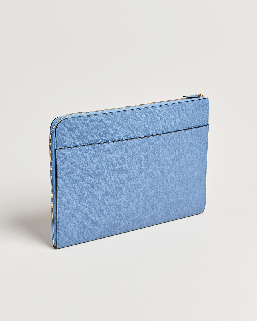 Herre | Tasker | Smythson | Panama Large Laptop Case Nile Blue
