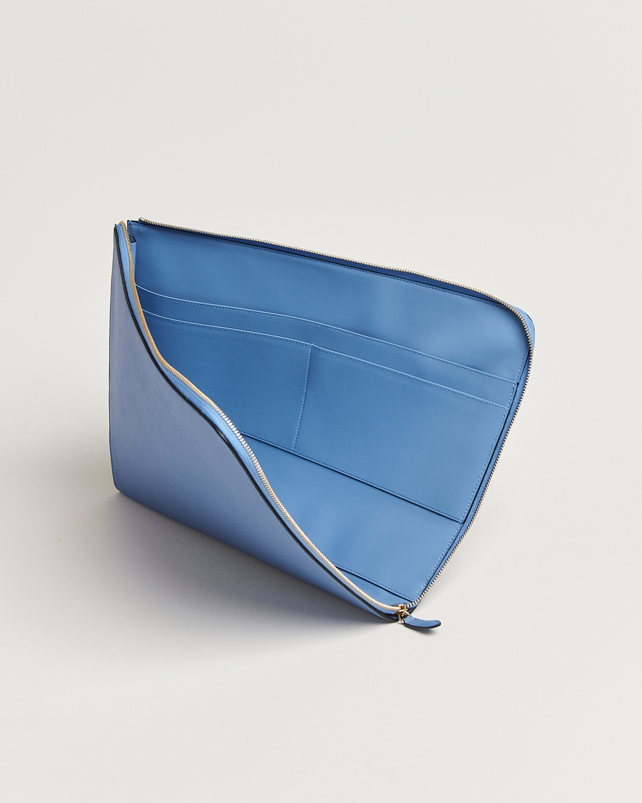 Herre | Tasker | Smythson | Panama Large Laptop Case Nile Blue