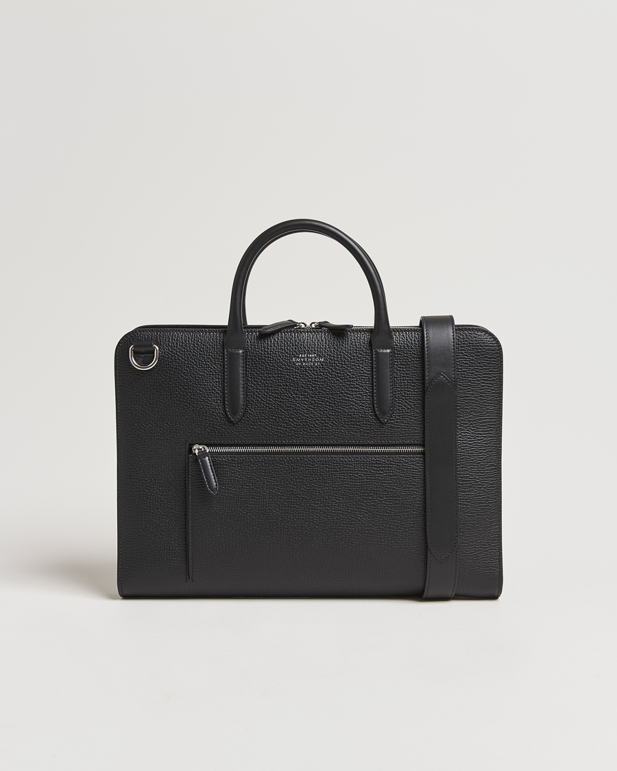 Herre | Tasker | Smythson | Ludlow Ultra Slim Brefcase With Zip Front Black