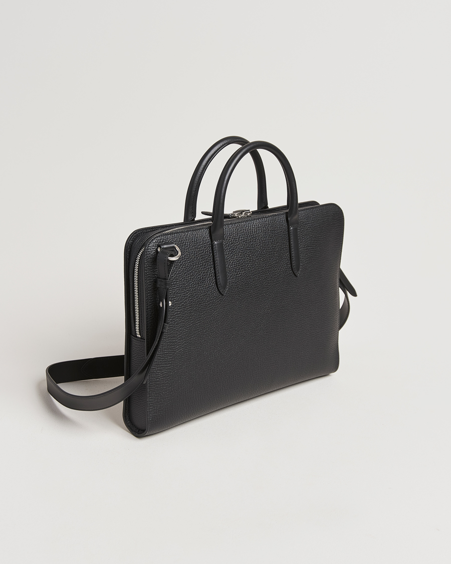 Herre | Tasker | Smythson | Ludlow Ultra Slim Brefcase With Zip Front Black