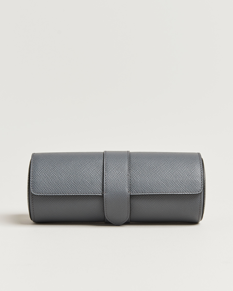 Herre | Smythson Panama Watch Roll Storm Grey | Smythson | Panama Watch Roll Storm Grey