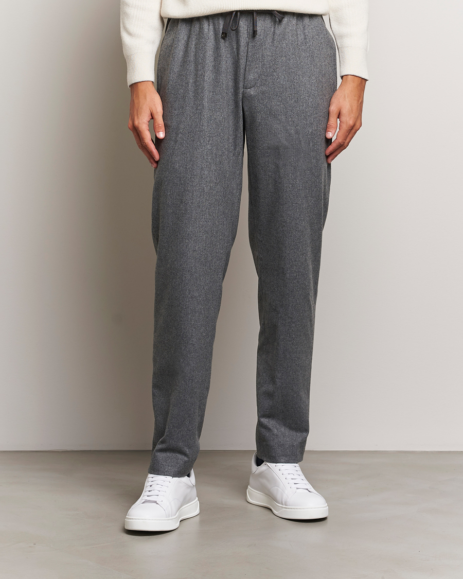 Herre | Bukser | Moncler | Flannel Drawstring Pants Grey Melange