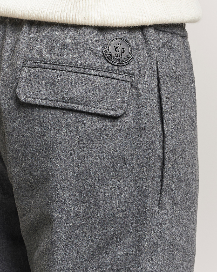 Herre | Bukser | Moncler | Flannel Drawstring Pants Grey Melange