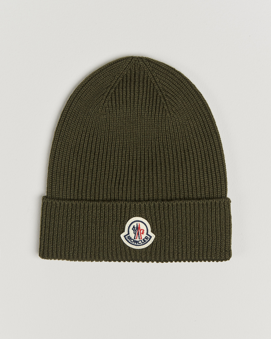Herre | Moncler Rib Wool Beanie Military | Moncler | Rib Wool Beanie Military