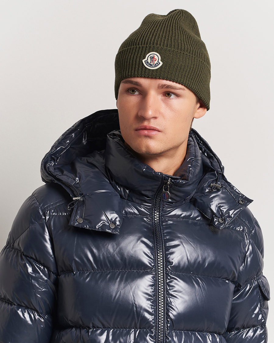 Herre | Moncler Rib Wool Beanie Military | Moncler | Rib Wool Beanie Military