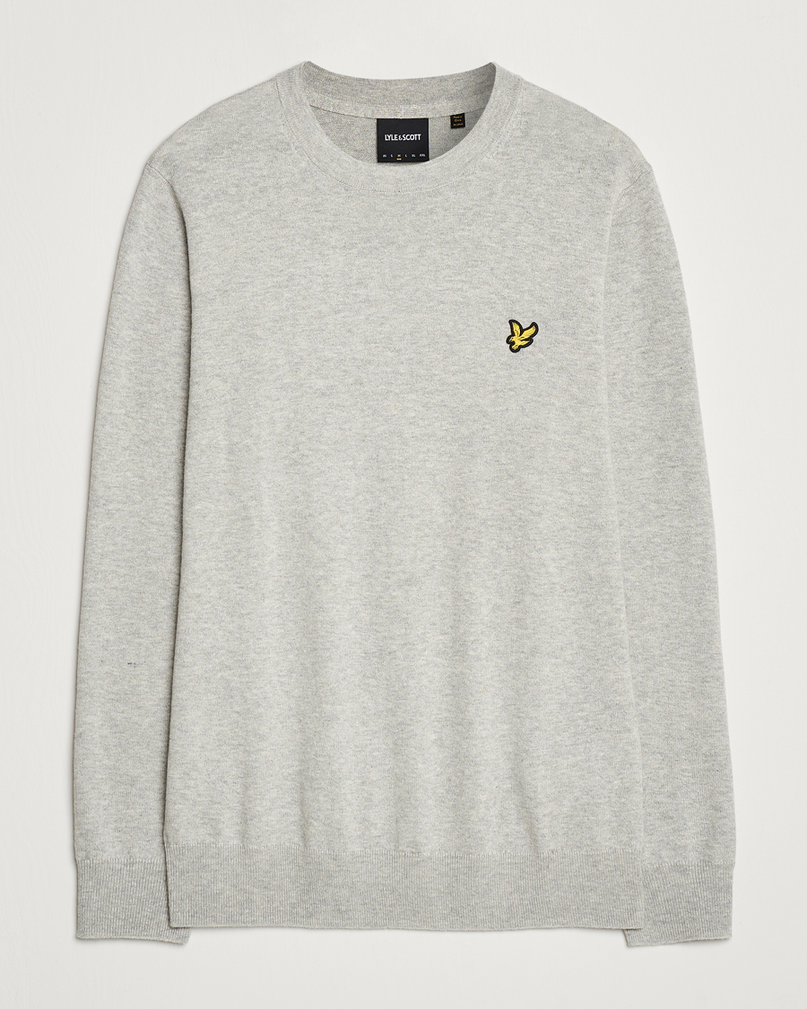 Herre | Trøjer | Lyle & Scott | Cotton/Merino Crew Neck Jumper Light Grey Marl