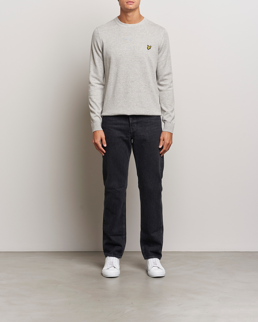 Herre | Trøjer | Lyle & Scott | Cotton/Merino Crew Neck Jumper Light Grey Marl