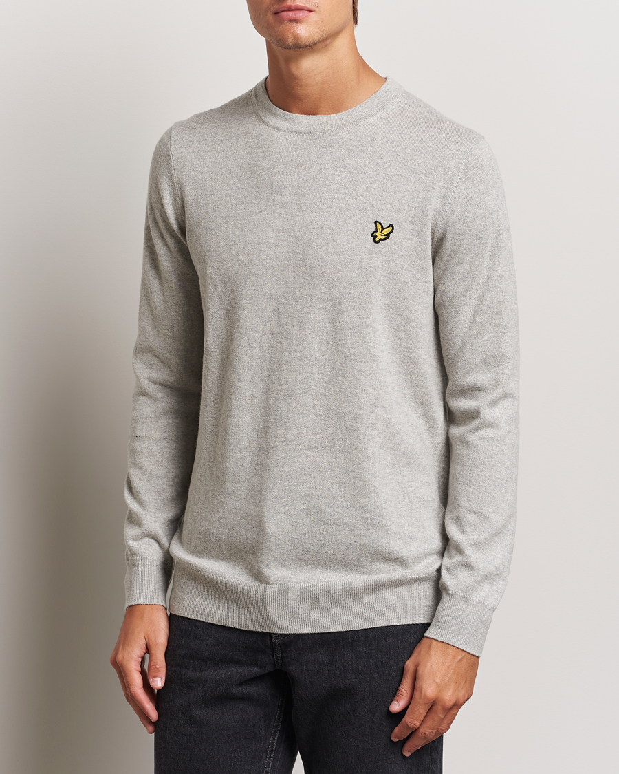 Herre | Trøjer | Lyle & Scott | Cotton/Merino Crew Neck Jumper Light Grey Marl