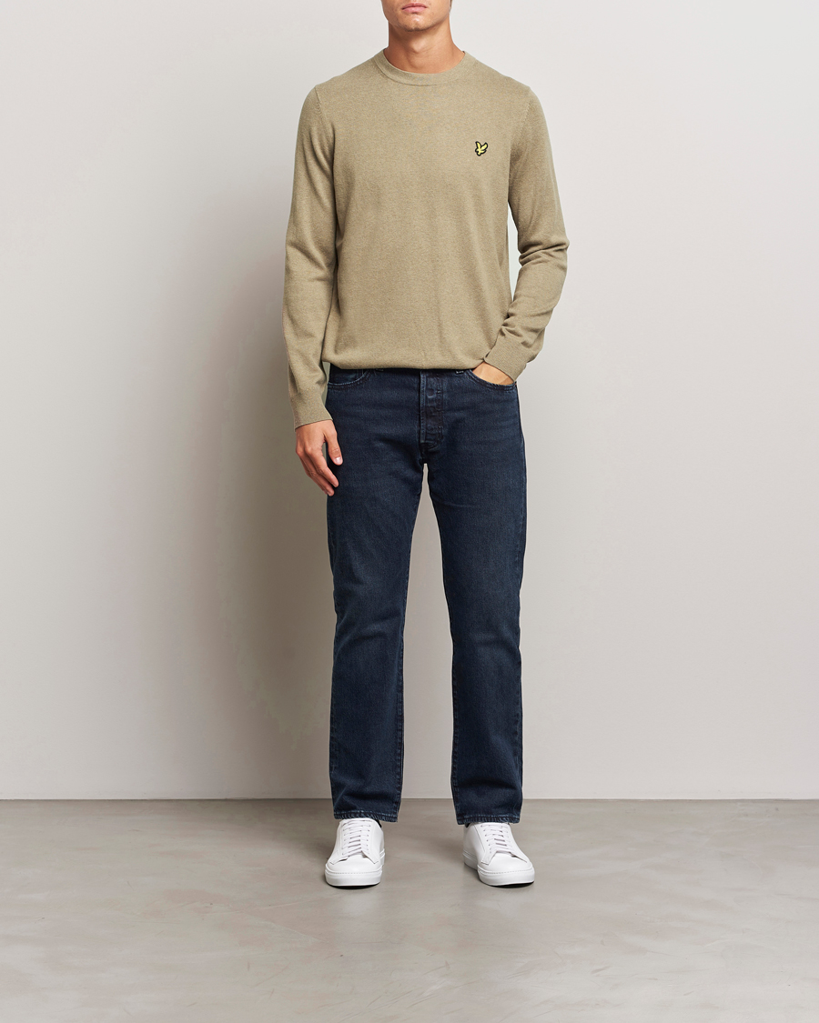 Herre | Trøjer | Lyle & Scott | Cotton/Merino Crew Neck Jumper Sage Uniform