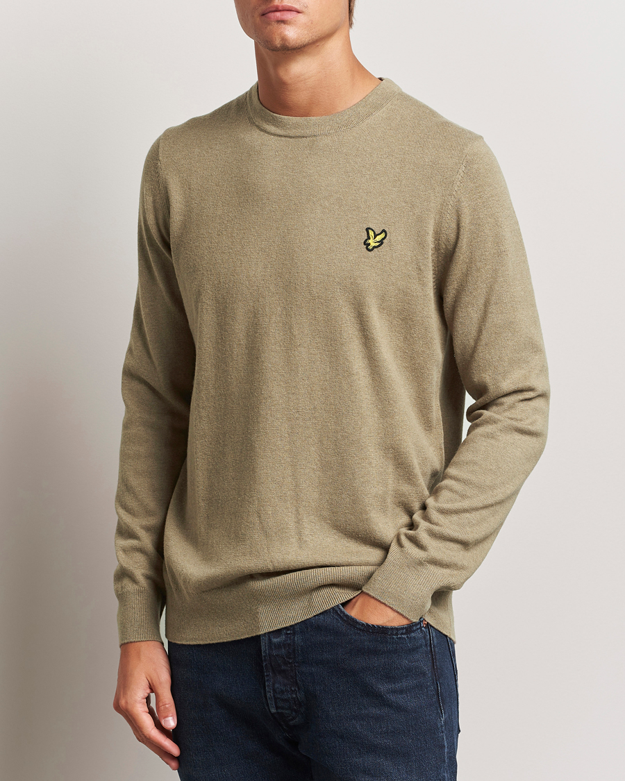 Herre | Trøjer | Lyle & Scott | Cotton/Merino Crew Neck Jumper Sage Uniform