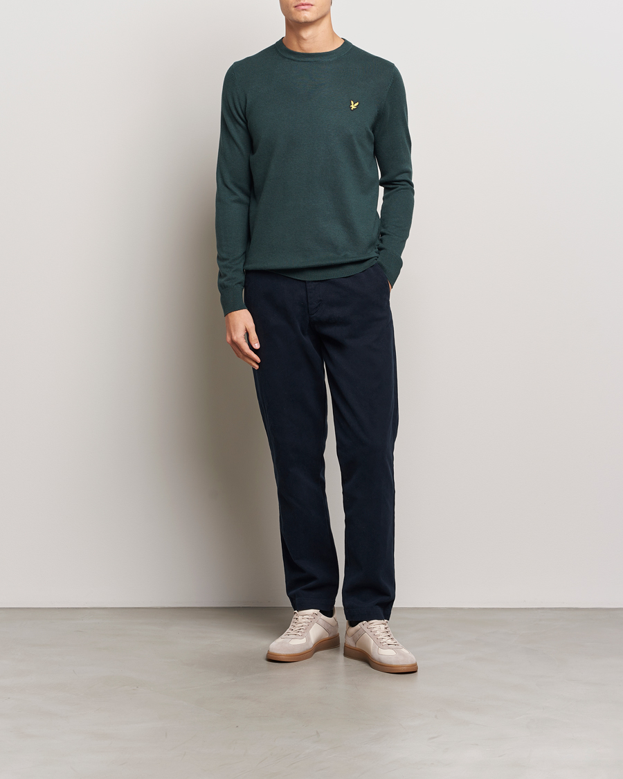Herre | Trøjer | Lyle & Scott | Cotton/Merino Crew Neck Jumper Argyle Teal