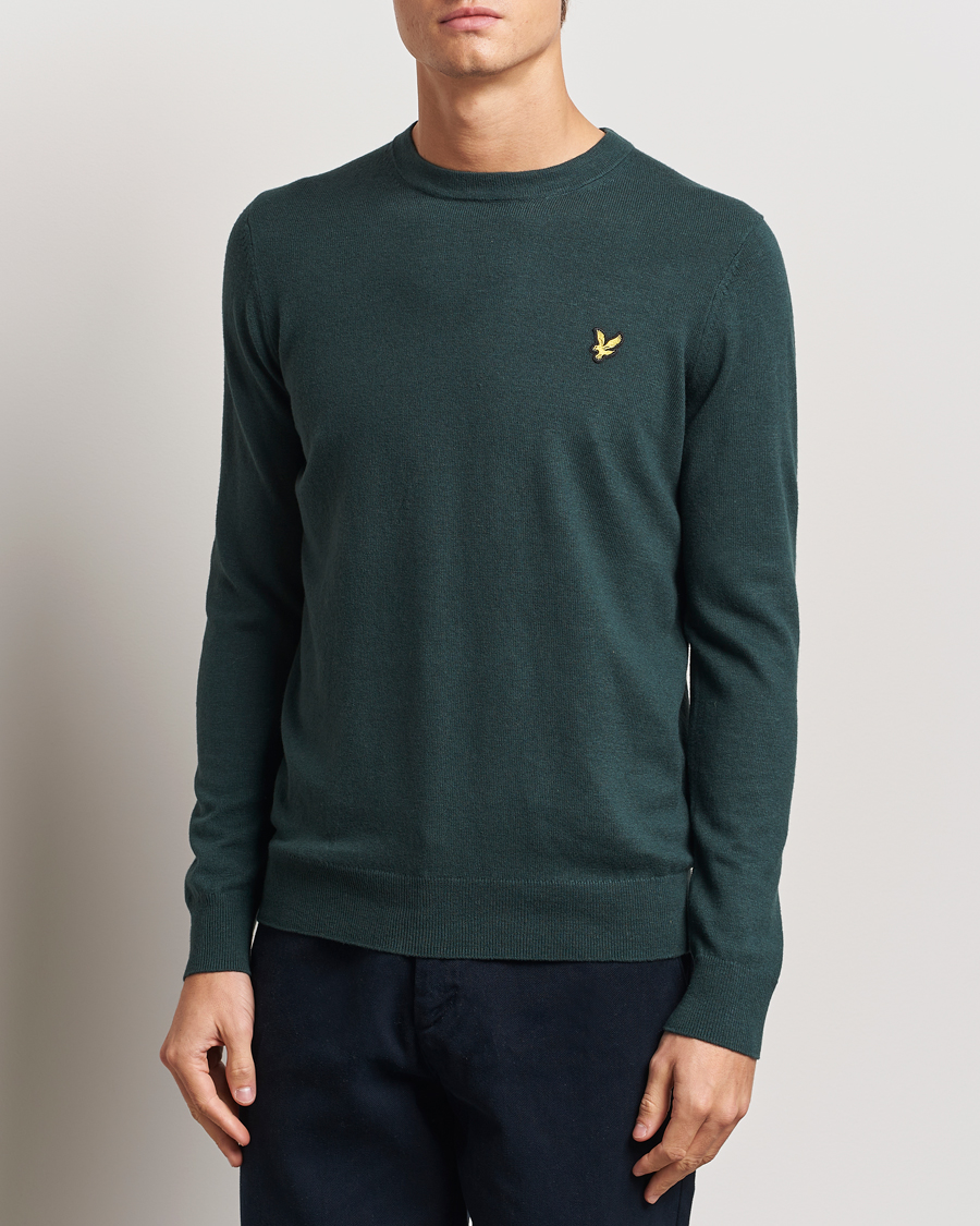 Herre | Trøjer | Lyle & Scott | Cotton/Merino Crew Neck Jumper Argyle Teal