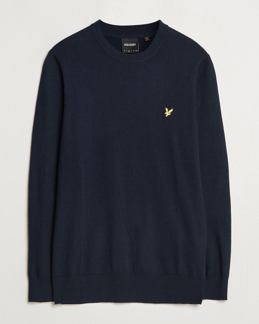 Herre | Trøjer | Lyle & Scott | Cotton/Merino Crew Neck Jumper Dark Navy
