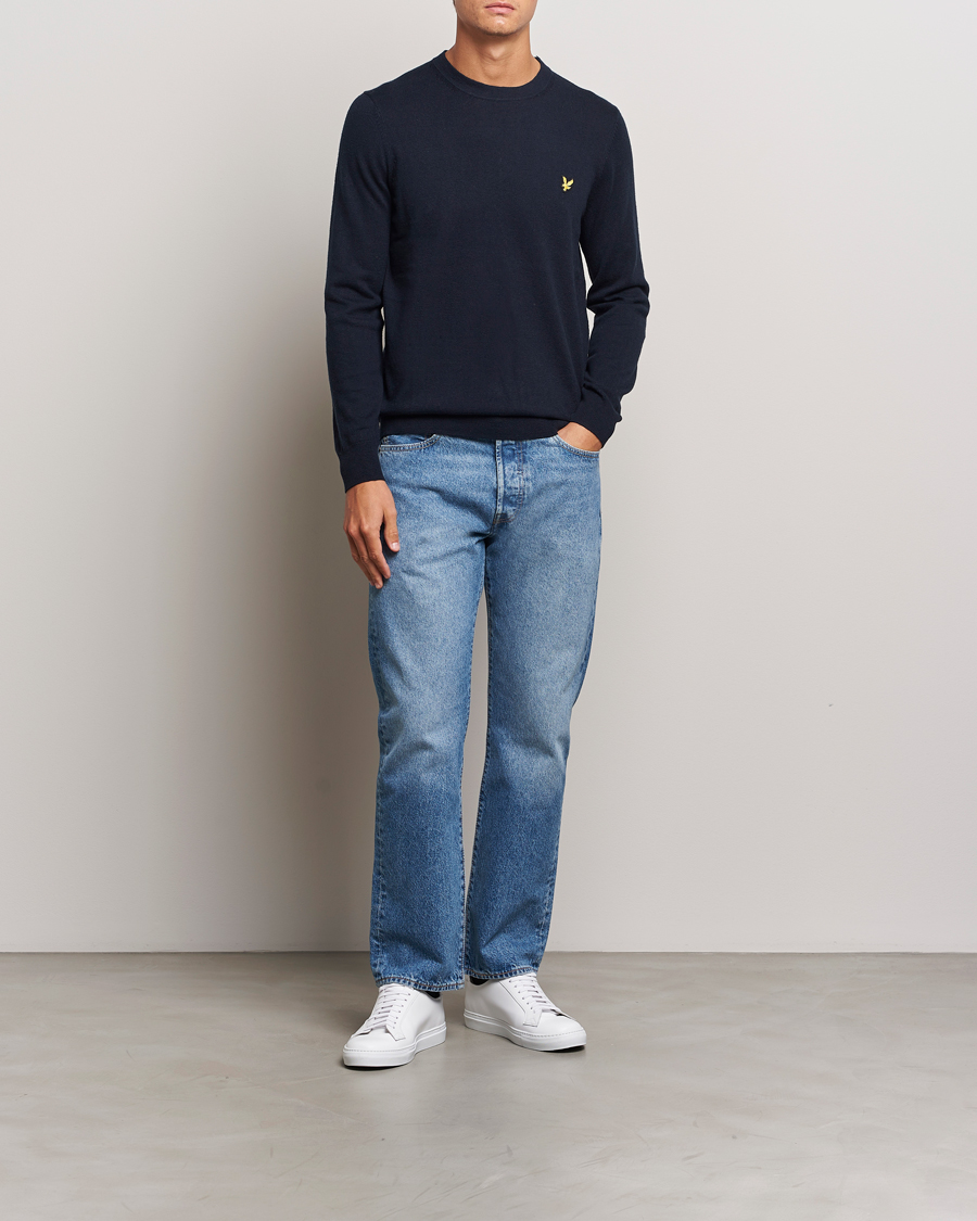 Herre | Trøjer | Lyle & Scott | Cotton/Merino Crew Neck Jumper Dark Navy