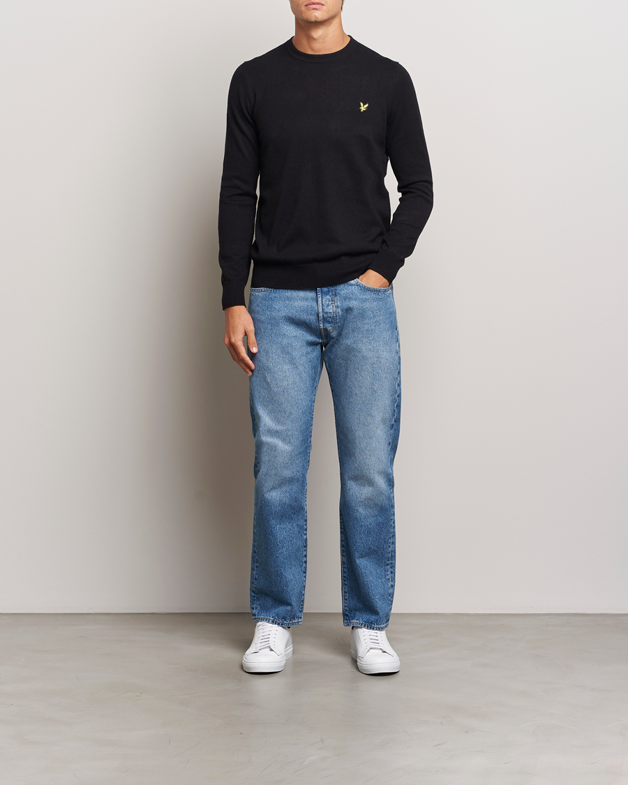 Herre | Trøjer | Lyle & Scott | Cotton/Merino Crew Neck Jumper Jet Black