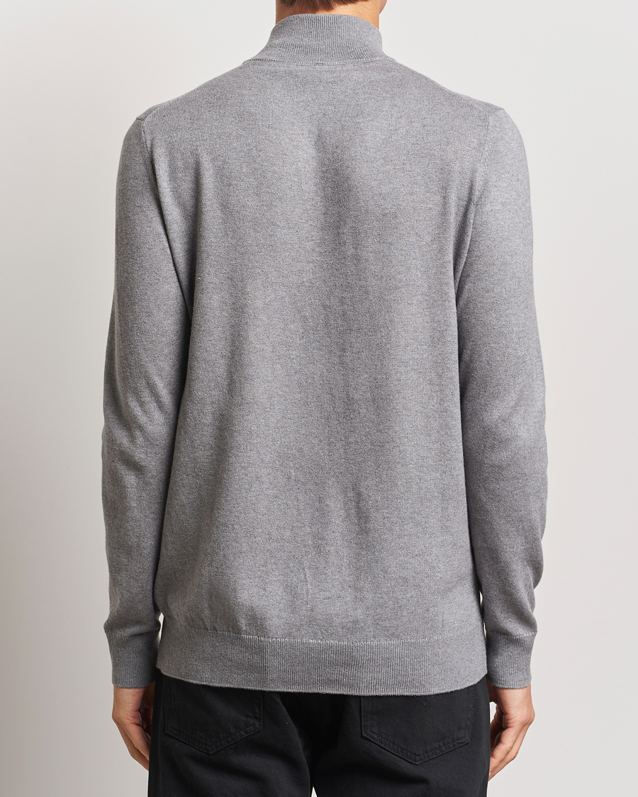 Herre | Trøjer | Lyle & Scott | Cotton/Merino Half Zip Mid Grey Marl