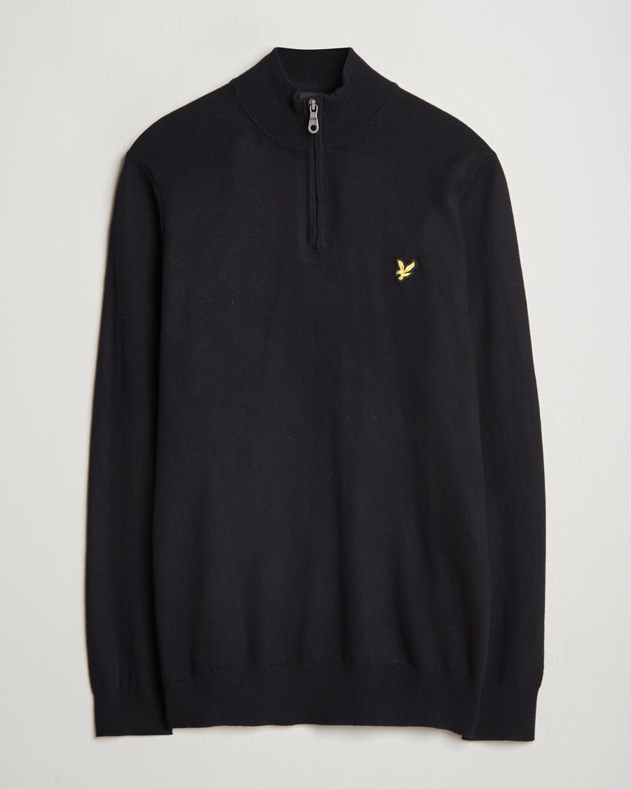 Herre | Trøjer | Lyle & Scott | Cotton/Merino Half Zip Jet Black