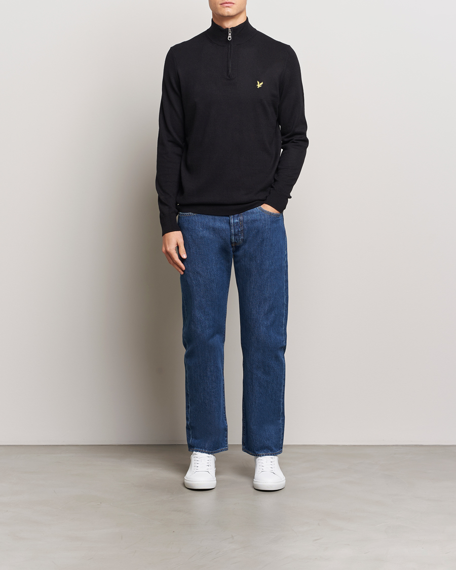 Herre | Trøjer | Lyle & Scott | Cotton/Merino Half Zip Jet Black