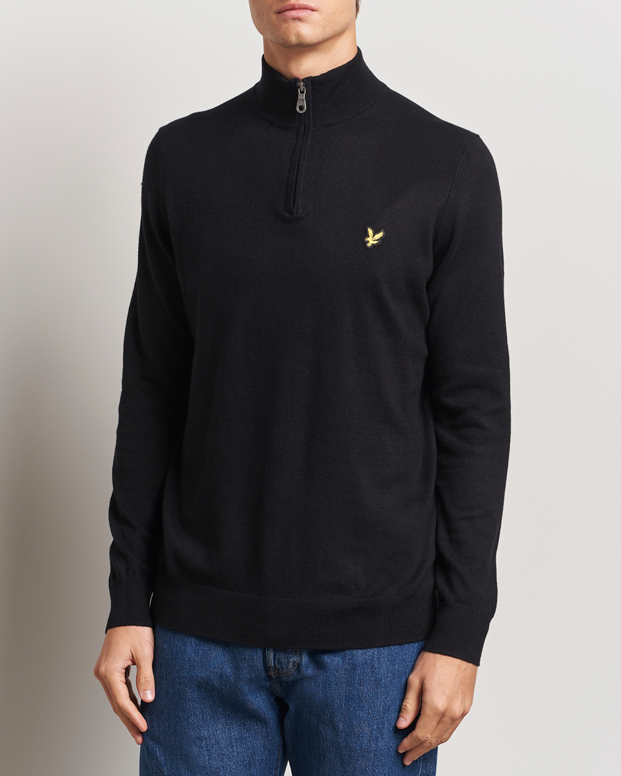 Herre | Trøjer | Lyle & Scott | Cotton/Merino Half Zip Jet Black
