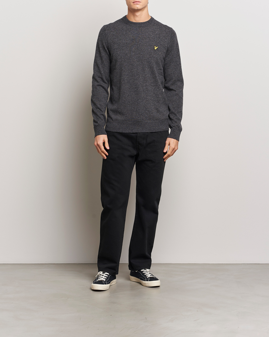 Herre | Trøjer | Lyle & Scott | Lambswool Crew Neck Pullover Charcoal Marl