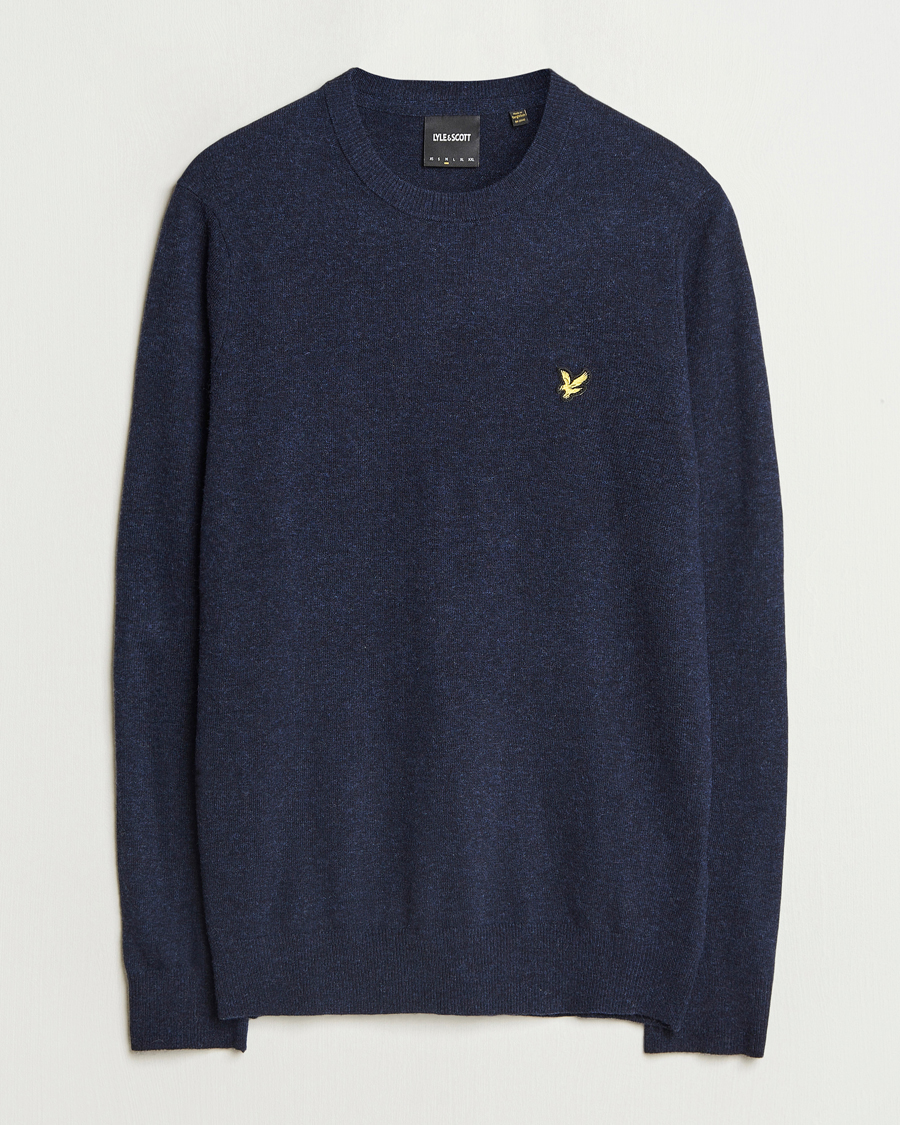 Herre | Trøjer | Lyle & Scott | Lambswool Crew Neck Pullover Dark Navy Marl
