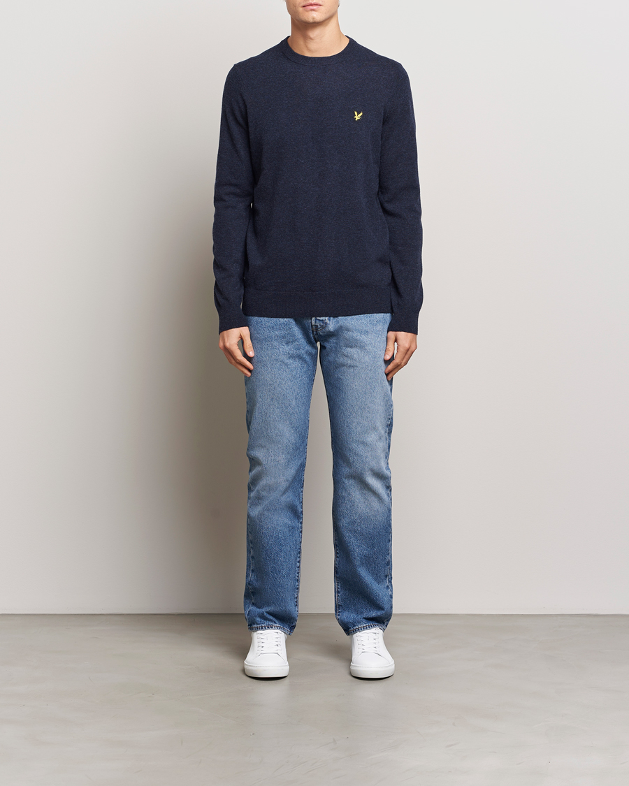 Herre | Trøjer | Lyle & Scott | Lambswool Crew Neck Pullover Dark Navy Marl