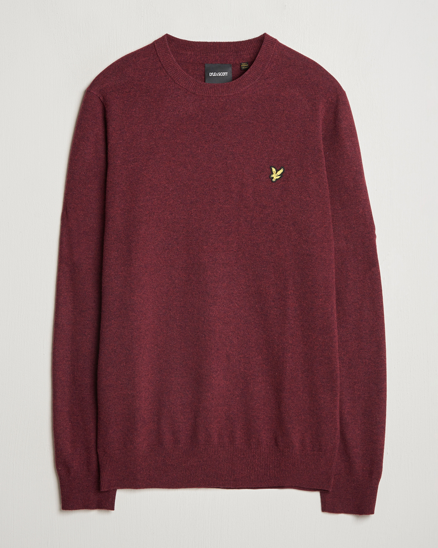 Herre | Trøjer | Lyle & Scott | Lambswool Crew Neck Pullover Burgundy Marl