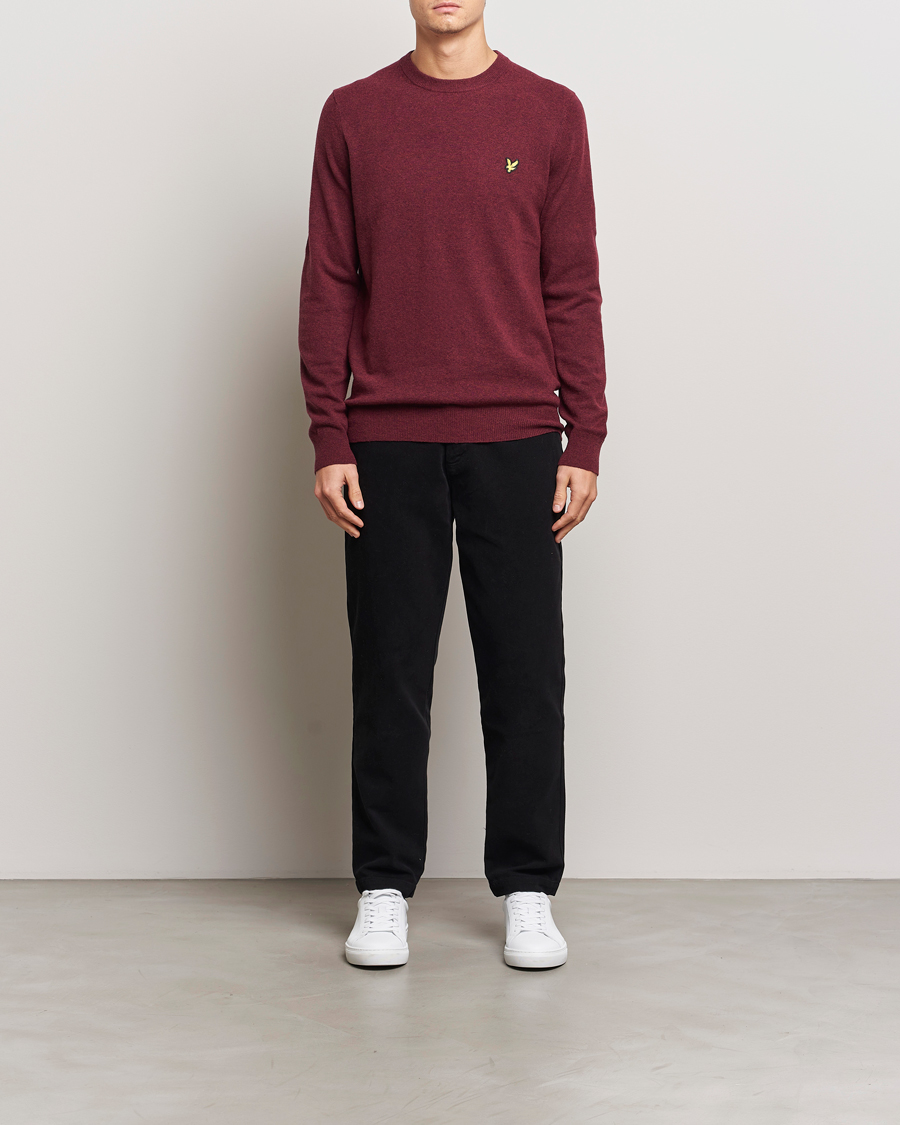 Herre | Trøjer | Lyle & Scott | Lambswool Crew Neck Pullover Burgundy Marl