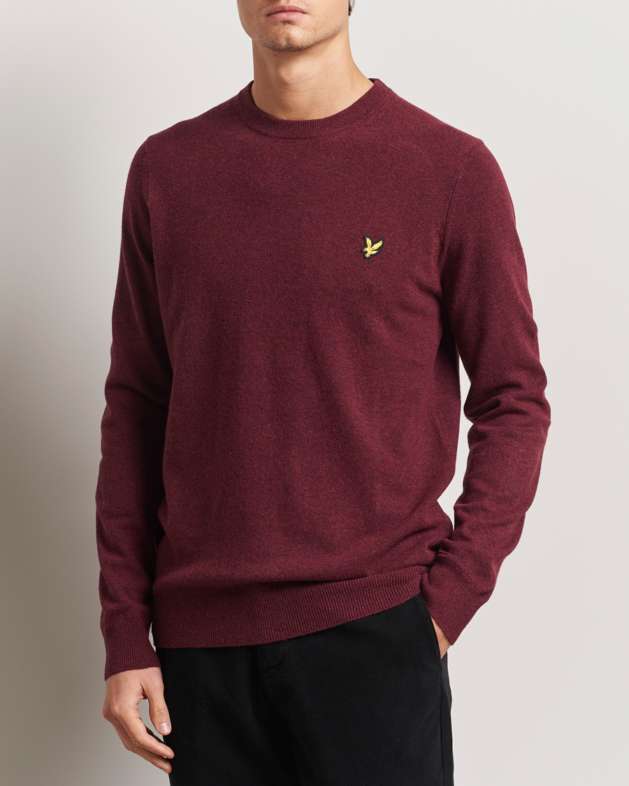 Herre | Trøjer | Lyle & Scott | Lambswool Crew Neck Pullover Burgundy Marl