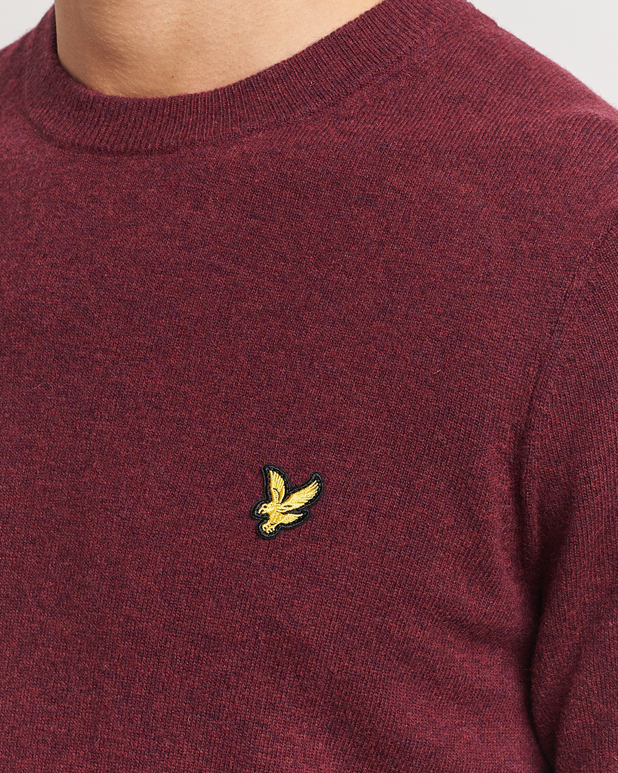 Herre | Trøjer | Lyle & Scott | Lambswool Crew Neck Pullover Burgundy Marl