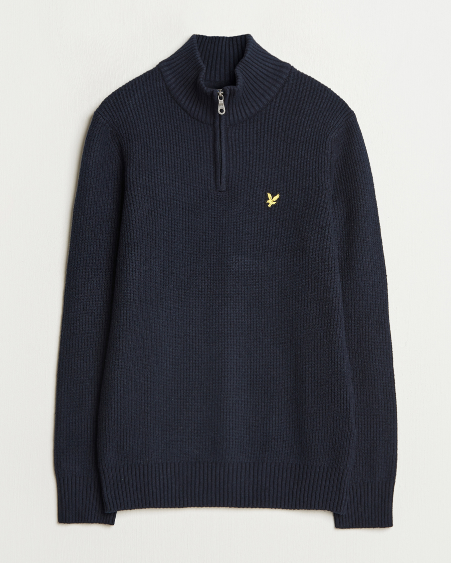 Herre | Trøjer | Lyle & Scott | Shaker Stitch Half Zip Dark Navy